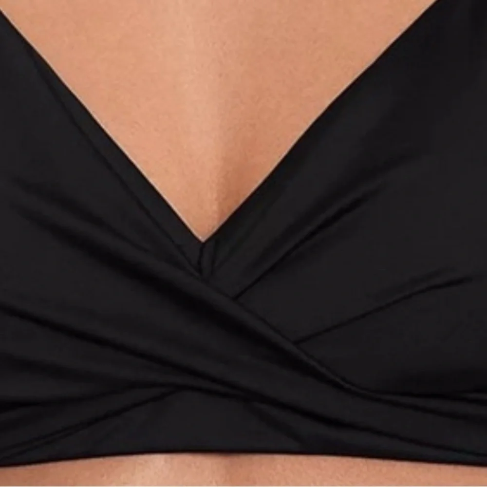Lauren Ralph Lauren Swim Suit Bikini Top Twist Front Black Size 4